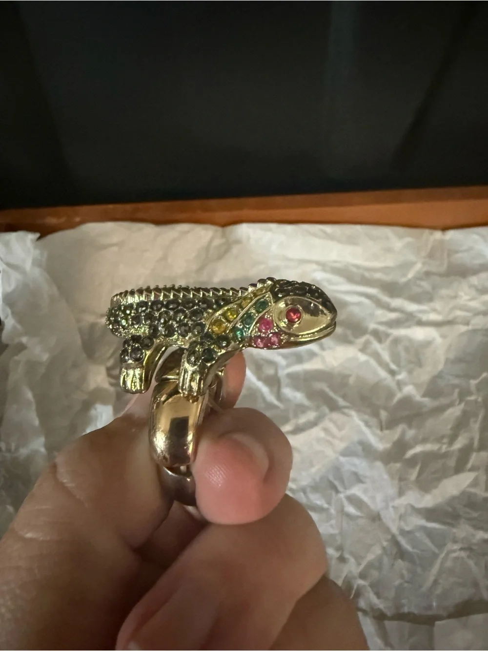 Gold Reptile Ornament Ring - Gold Color